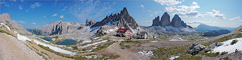 Panoramaaussicht - Drei Zinnen, Paternkofel, Dreizinnenhütte, Bödenseen - Sextner Dolomiten